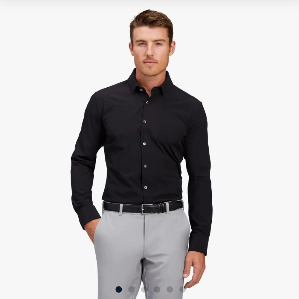 Mizzen+Main Solid Black Dress Shirt